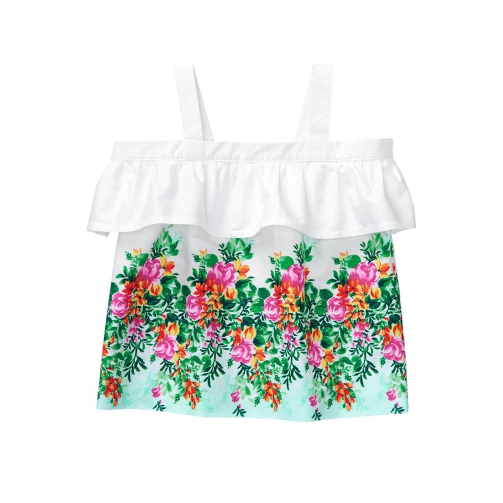 OFF-THE-SHOULDER FLORAL BORDER TOP